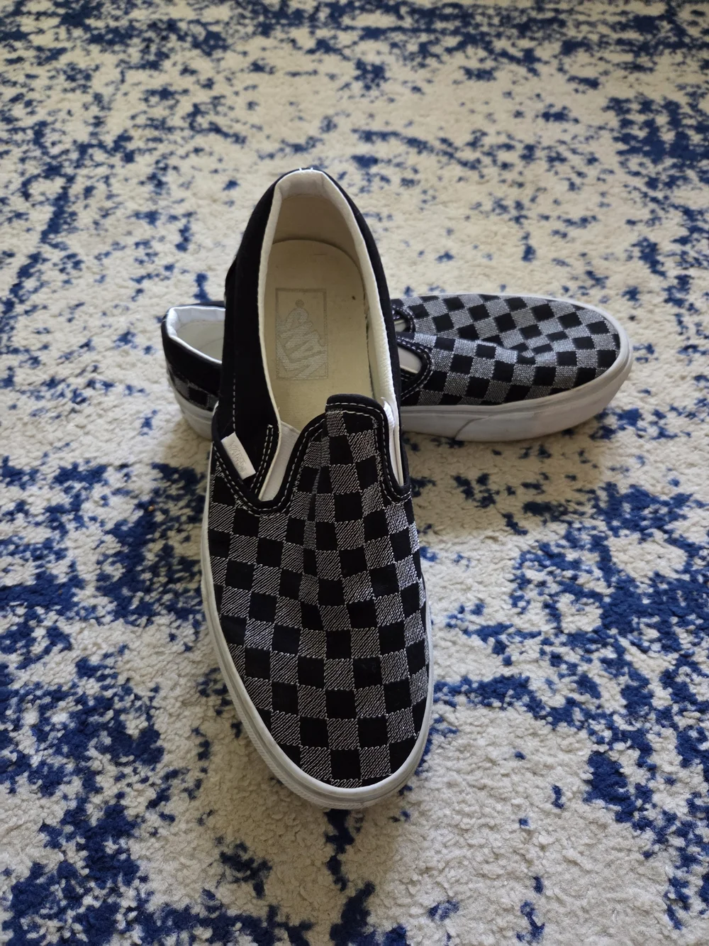 Vans Checkerboard Slip-On Loafers in Black and White